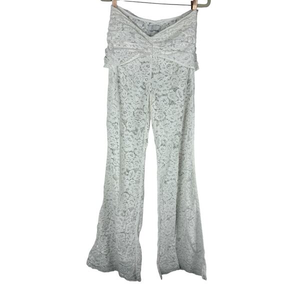 Shani Shemer Madison Floral Lace Pants Ruched Sexy Boho Chic Resort Cream Size M - Picture 3 of 10